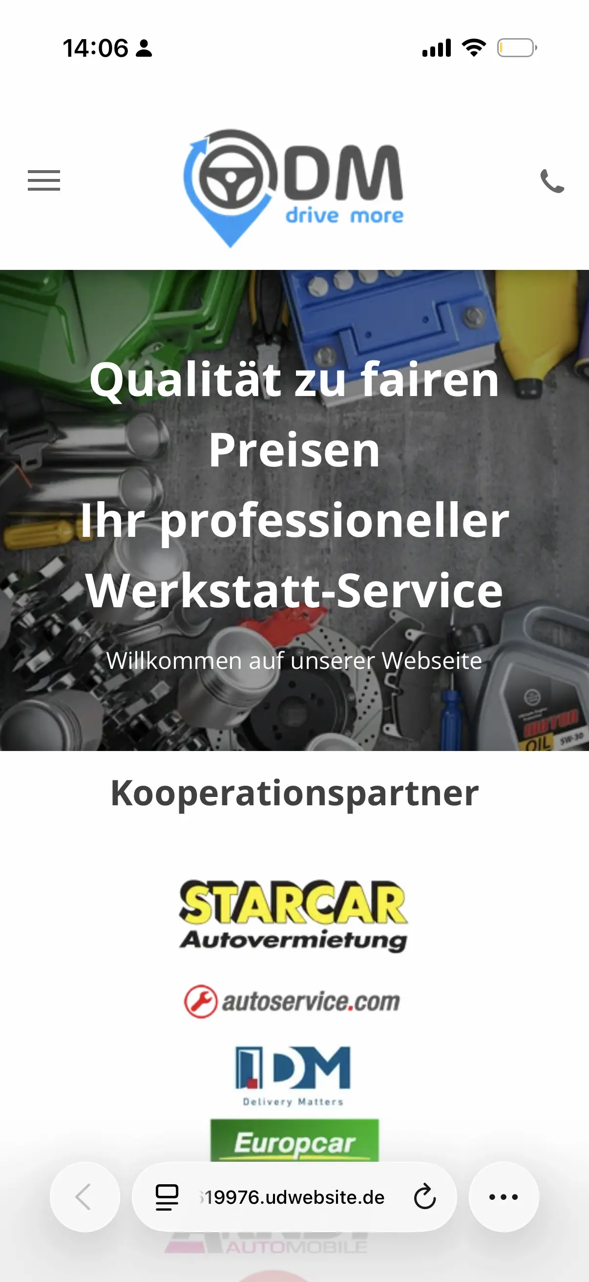 Hero & Markenauftritt - Alte Website